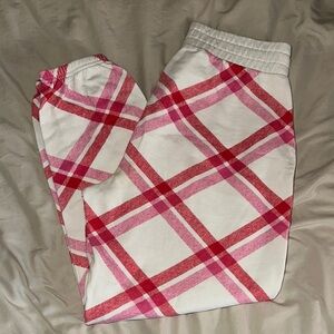 Red and Pink Plaid Pajama Pants